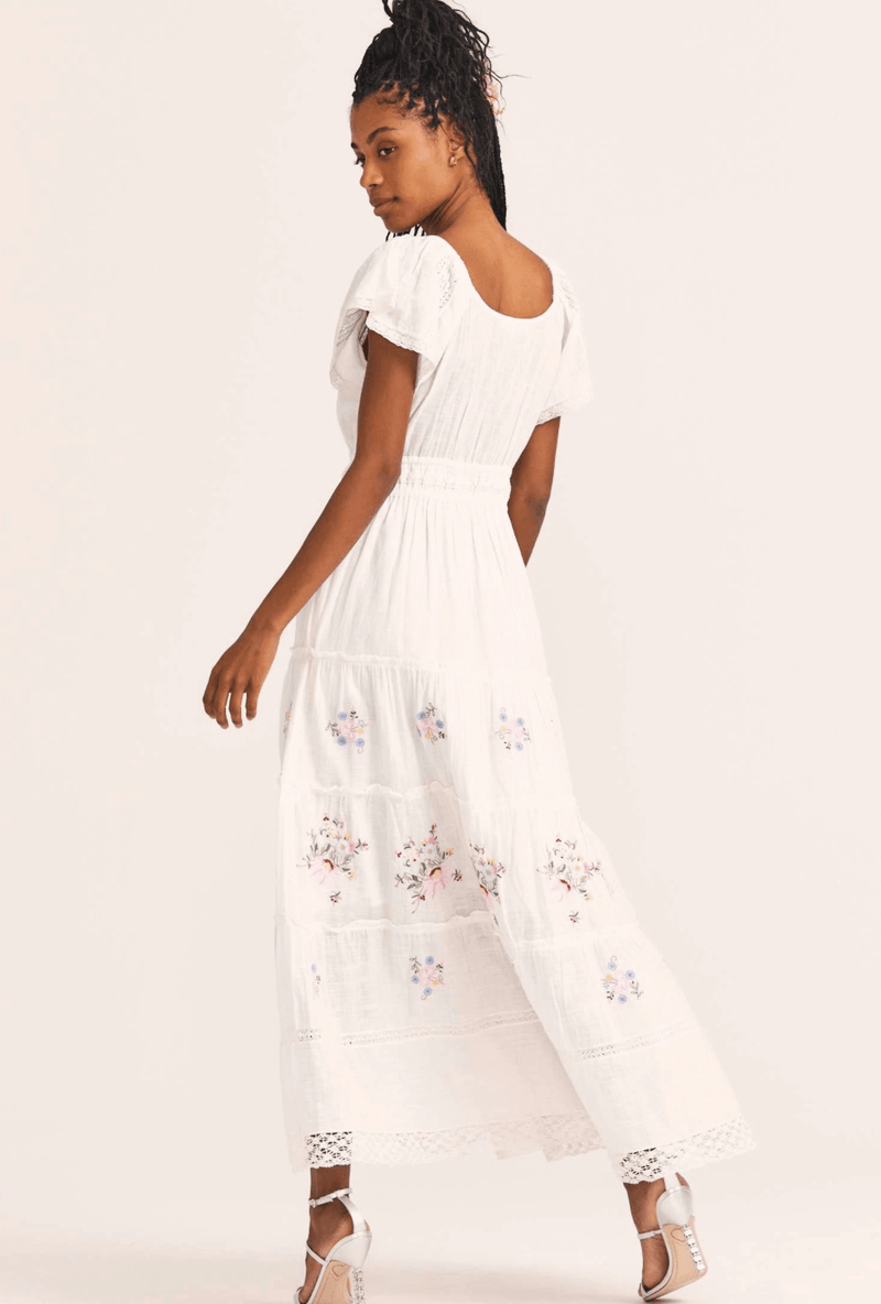 LoveShackFancy - Charo Embroidered Lace Trimmed Maxi Dress - OutDazl