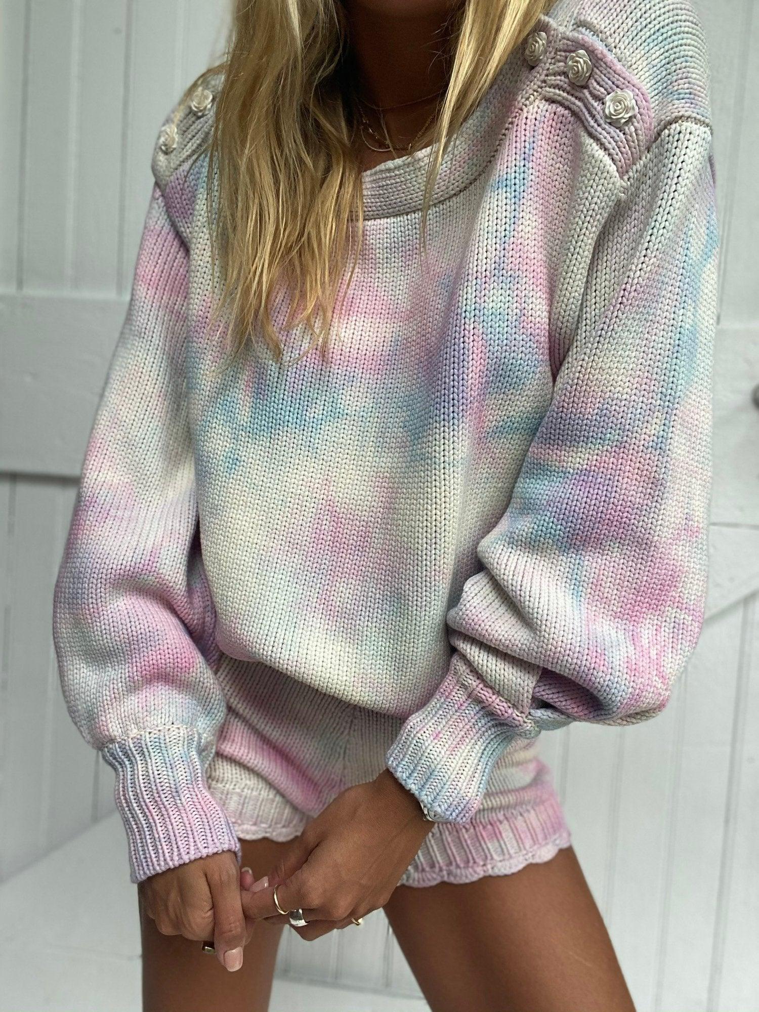 LoveShackFancy - Gallatin Tie-Dye Sweater in Cotton Candy - OutDazl