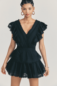 LoveShackFancy - Gwen Mini Dress in Black - OutDazl