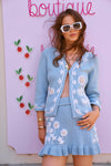 LoveShackFancy - Lafayette Knit Cardigan in Cornflower Blue - OutDazl