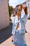LoveShackFancy - Lafayette Knit Cardigan in Cornflower Blue - OutDazl