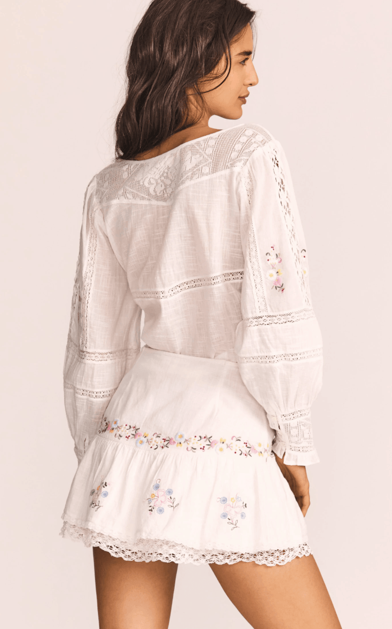 LoveShackFancy - Leila Embroidered Lace Trimmed Blouse - OutDazl