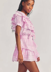 LoveShackFancy - Liv Mini Dress in Peony Pink - OutDazl