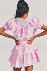 LoveShackFancy - Liv Mini Dress in Peony Pink - OutDazl