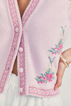 LoveShackFancy - Loveshackfancy Boscom Knit Cardigan in Pink Print - OutDazl