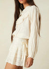 LoveShackFancy - Loveshackfancy Mini Skirt Ora in Antique White - OutDazl