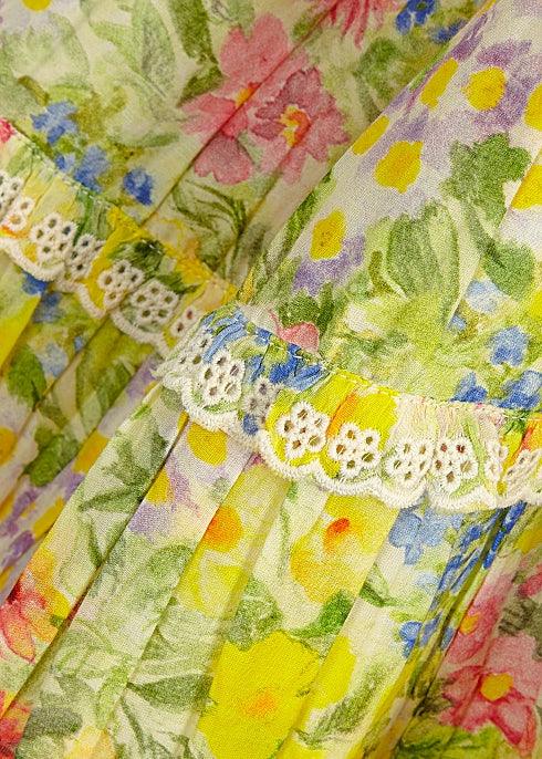 LoveShackFancy - Masie floral-print midi dress in Rainbow Skies - OutDazl