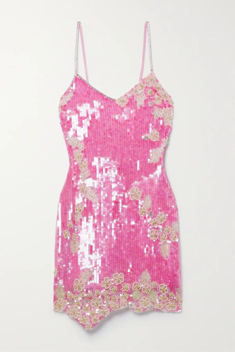 LoveShackFancy - Meline Mini Dress Raspberry Sparkle - OutDazl