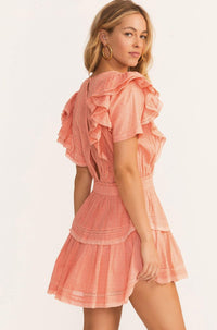 LoveShackFancy - Natasha Mini Dress in Peach Blossom - OutDazl