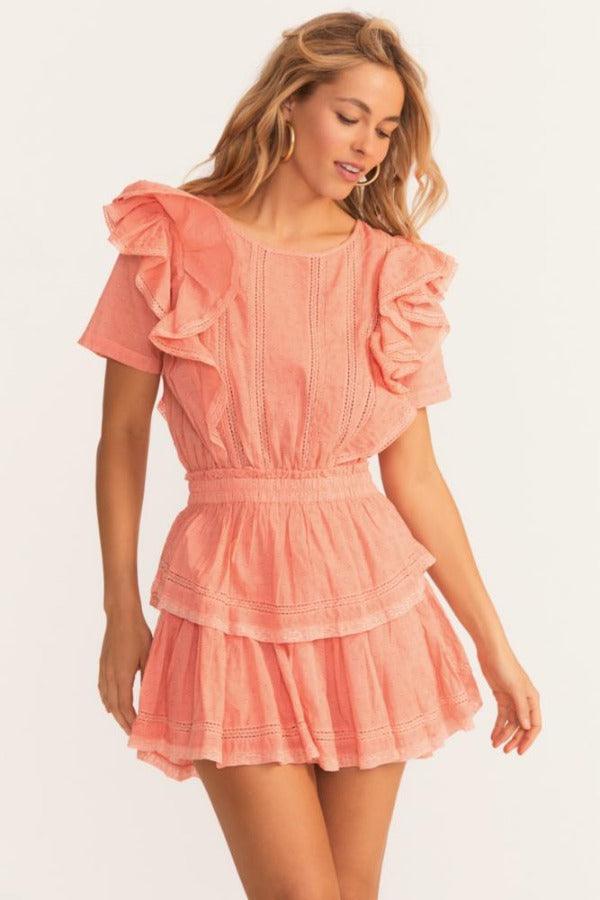 LoveShackFancy - Natasha Mini Dress in Peach Blossom - OutDazl