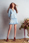 LoveShackFancy - Oxford Knit Mini Skirt in Cornflower Blue - OutDazl