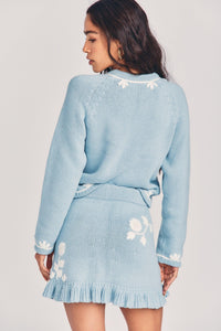 LoveShackFancy - Oxford Knit Mini Skirt in Cornflower Blue - OutDazl
