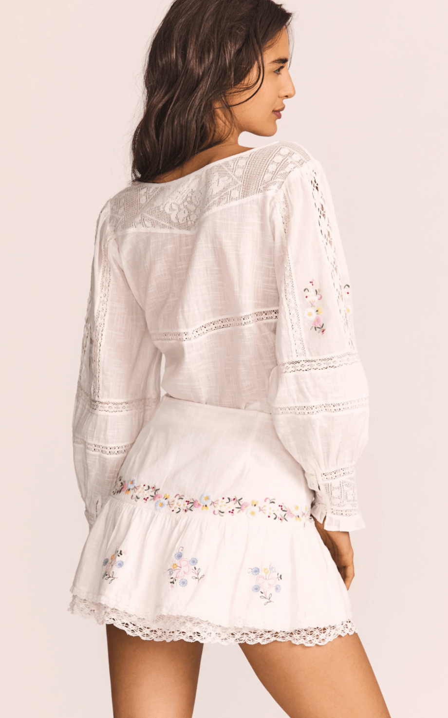 LoveShackFancy - Rhodes Embroidered Mini Skirt - OutDazl