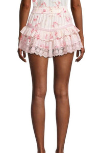 LoveShackFancy - Tanisha Mini Skirt in Cherry Soda - OutDazl