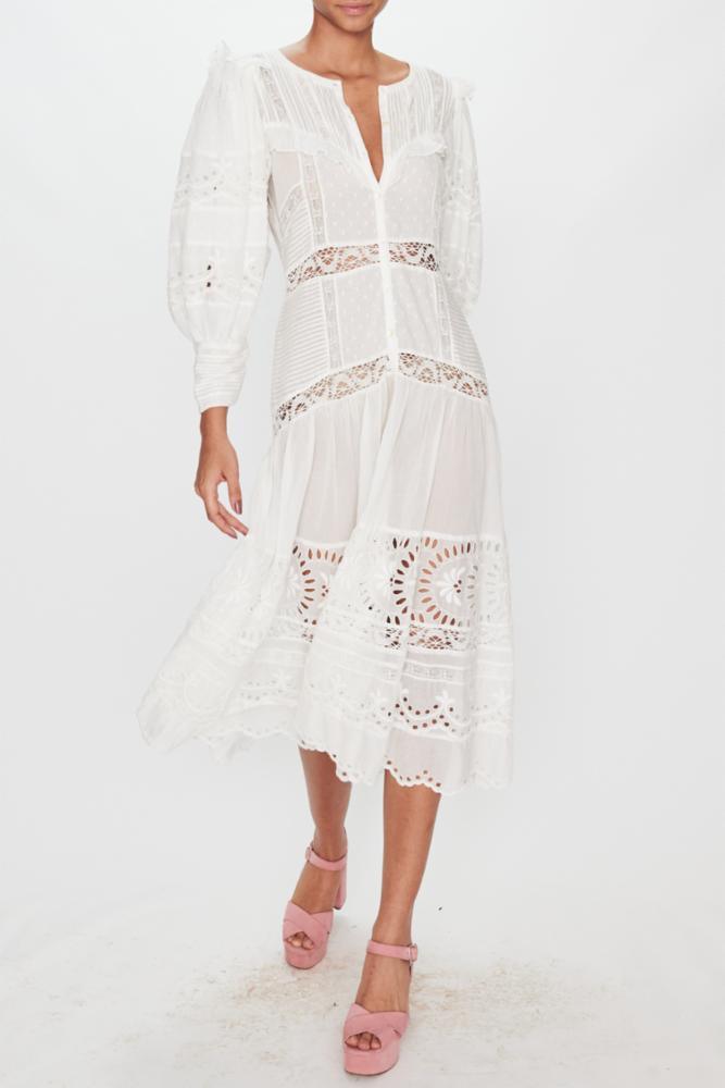 LoveShackFancy - Titania Eyelet-Embroidered Cotton Maxi Dress - OutDazl