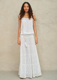 White Embroidered Maxi Skirt Frani-Mabe-OutDazl
