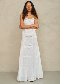 White Embroidered Maxi Skirt Frani-Mabe-OutDazl