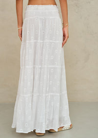 White Embroidered Maxi Skirt Frani-Mabe-OutDazl