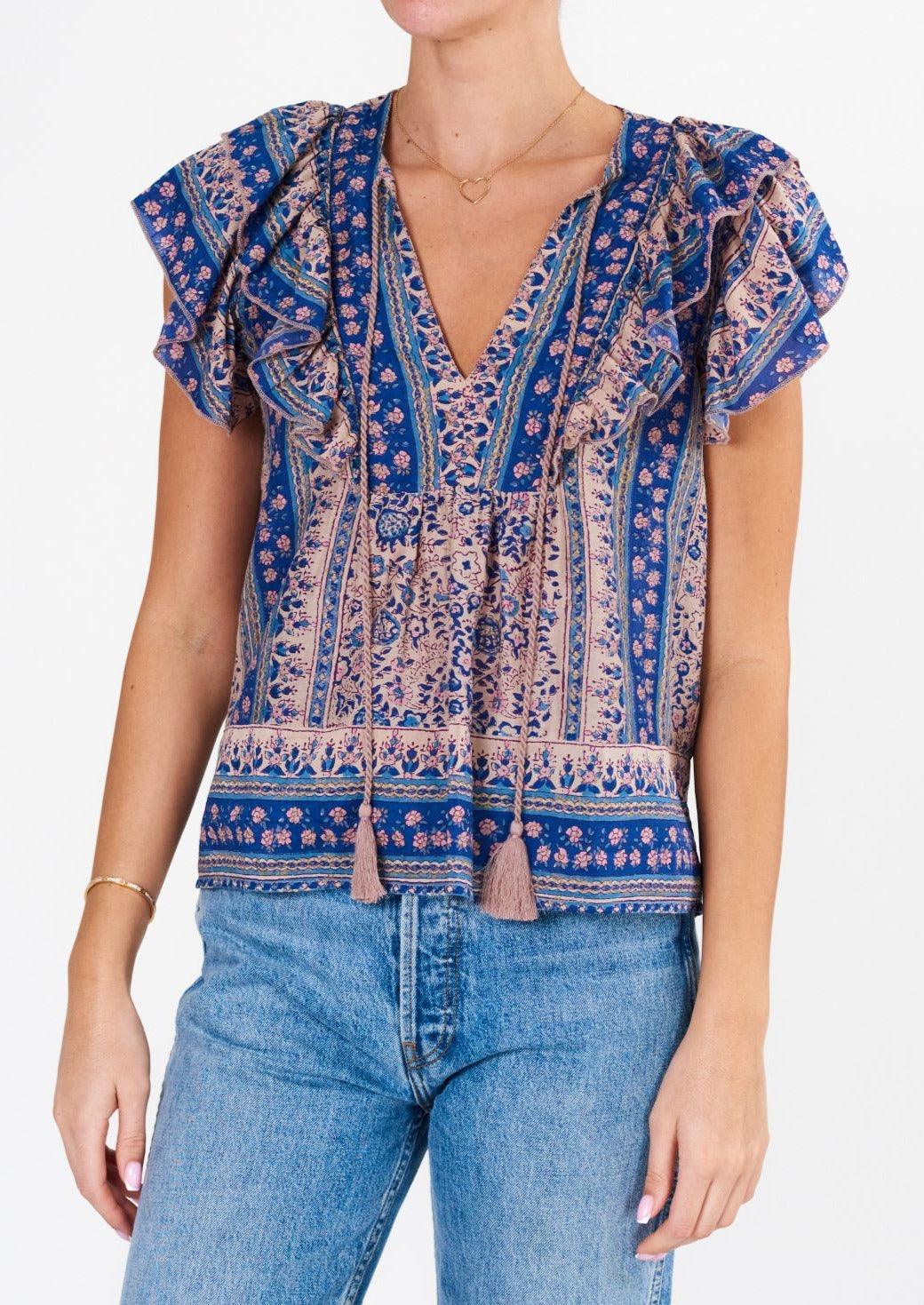 Mabe - Mabe Cass Print Short Sleeve Top - OutDazl