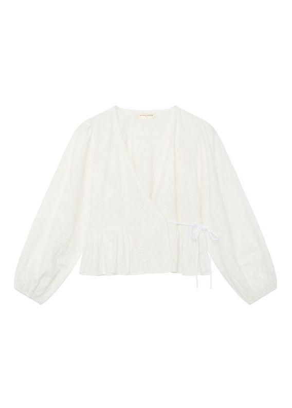 White Wrap Embroidered Salma Blouse