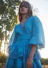 Maia Bergman - Mika Wrap Mini Dress in Lagoon - OutDazl