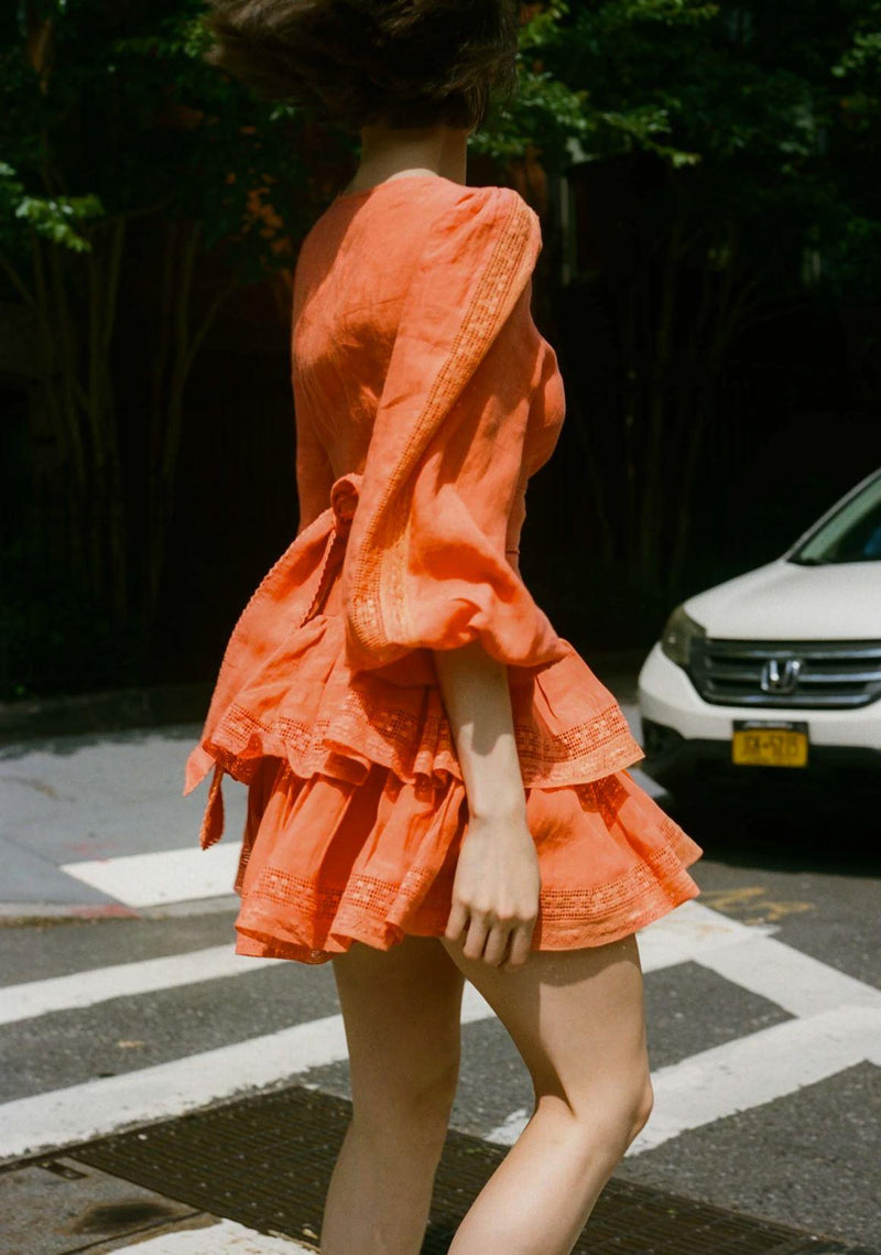 Maia Bergman - Mika Wrap Mini Dress in Tangerine - OutDazl
