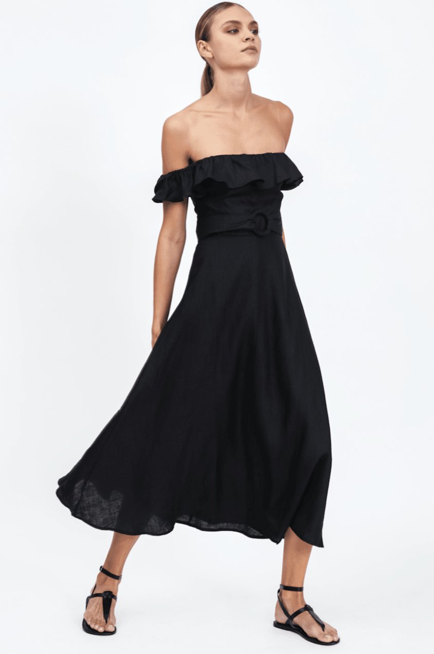 Maia Bergman - Zoe Linen Maxi Dress in Black - OutDazl