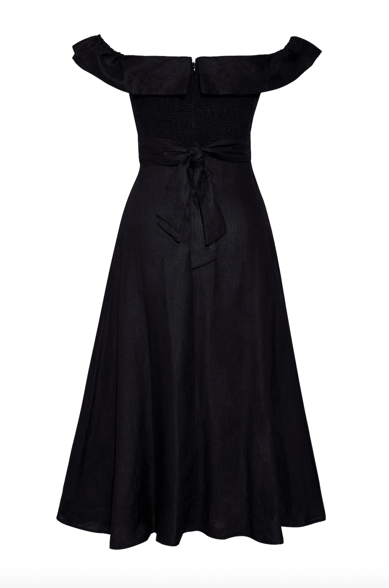 Maia Bergman - Zoe Linen Maxi Dress in Black - OutDazl