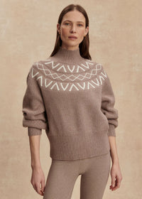 Marcie Fair Isle Yoke Knit in Light Taupe Marl
