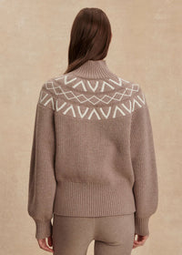 Marcie Fair Isle Yoke Knit in Light Taupe Marl