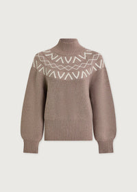 Marcie Fair Isle Yoke Knit in Light Taupe Marl