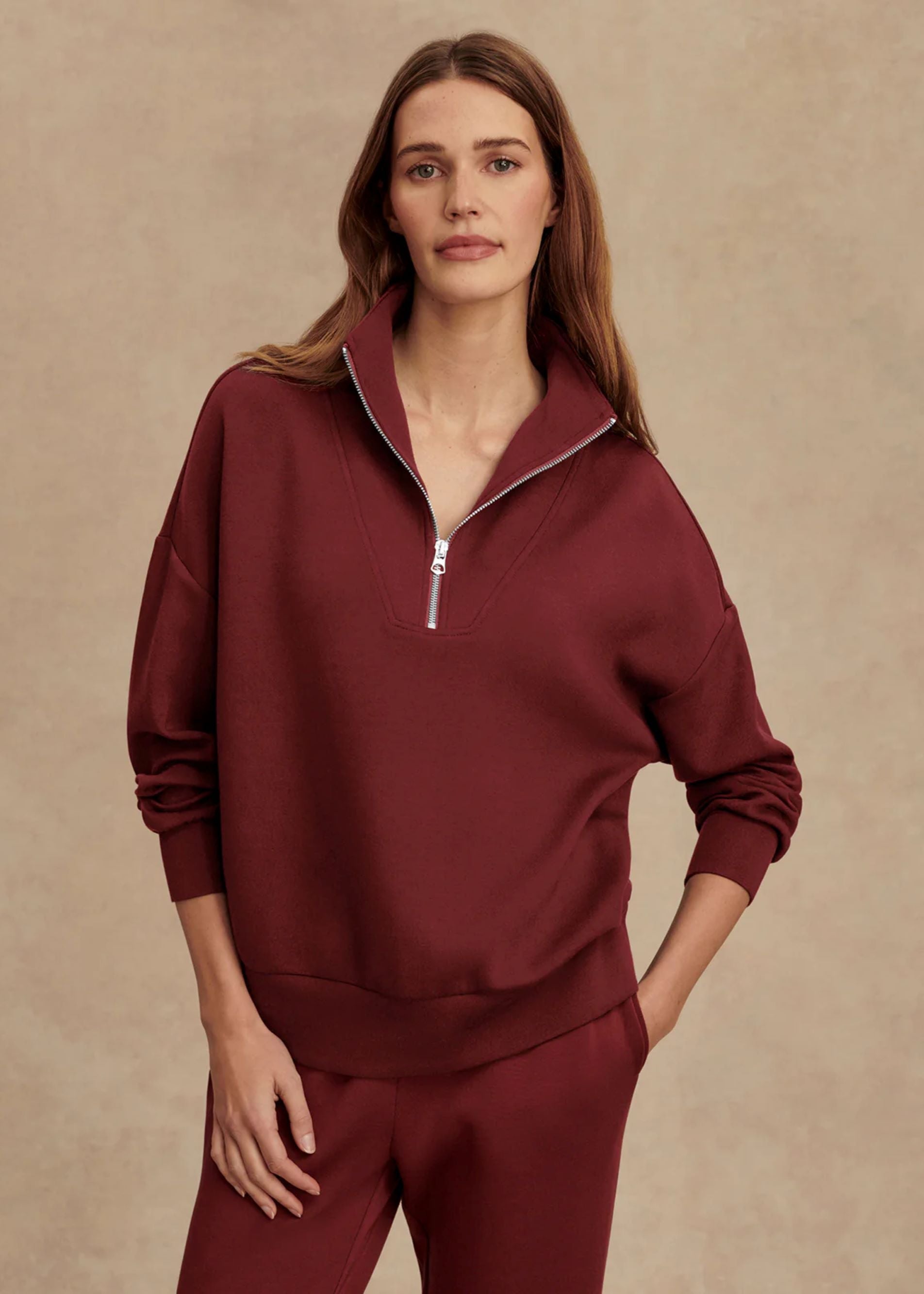 Hawley Half-zip Sweat Maroon