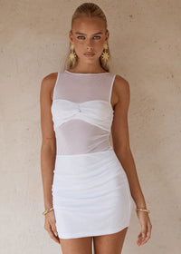 White Mesh Mini Dress Meila