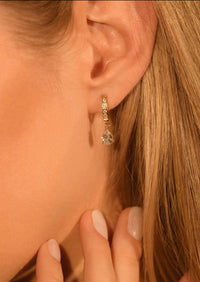 Mini Hoops Earrings with Rhinestone Drop
