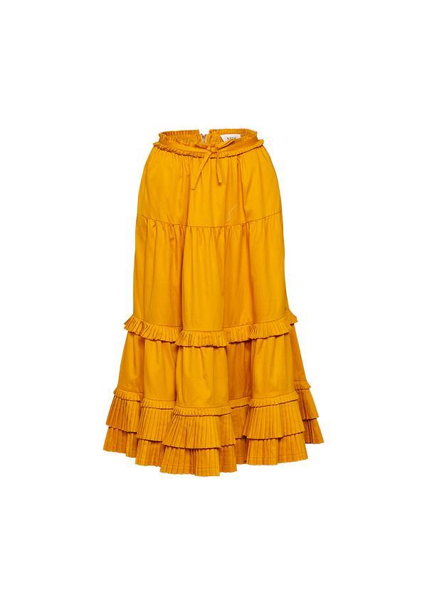 Ministry Of Style - Golden Fields Pleated Midi Skirt in Brass - OutDazl