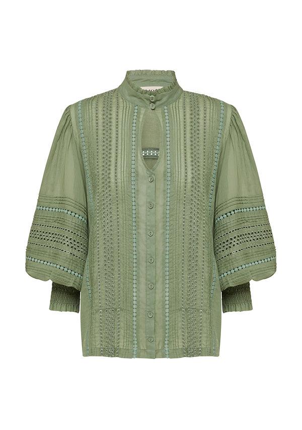 Ministry Of Style - Mystical Embroidery Blouse in Moss - OutDazl