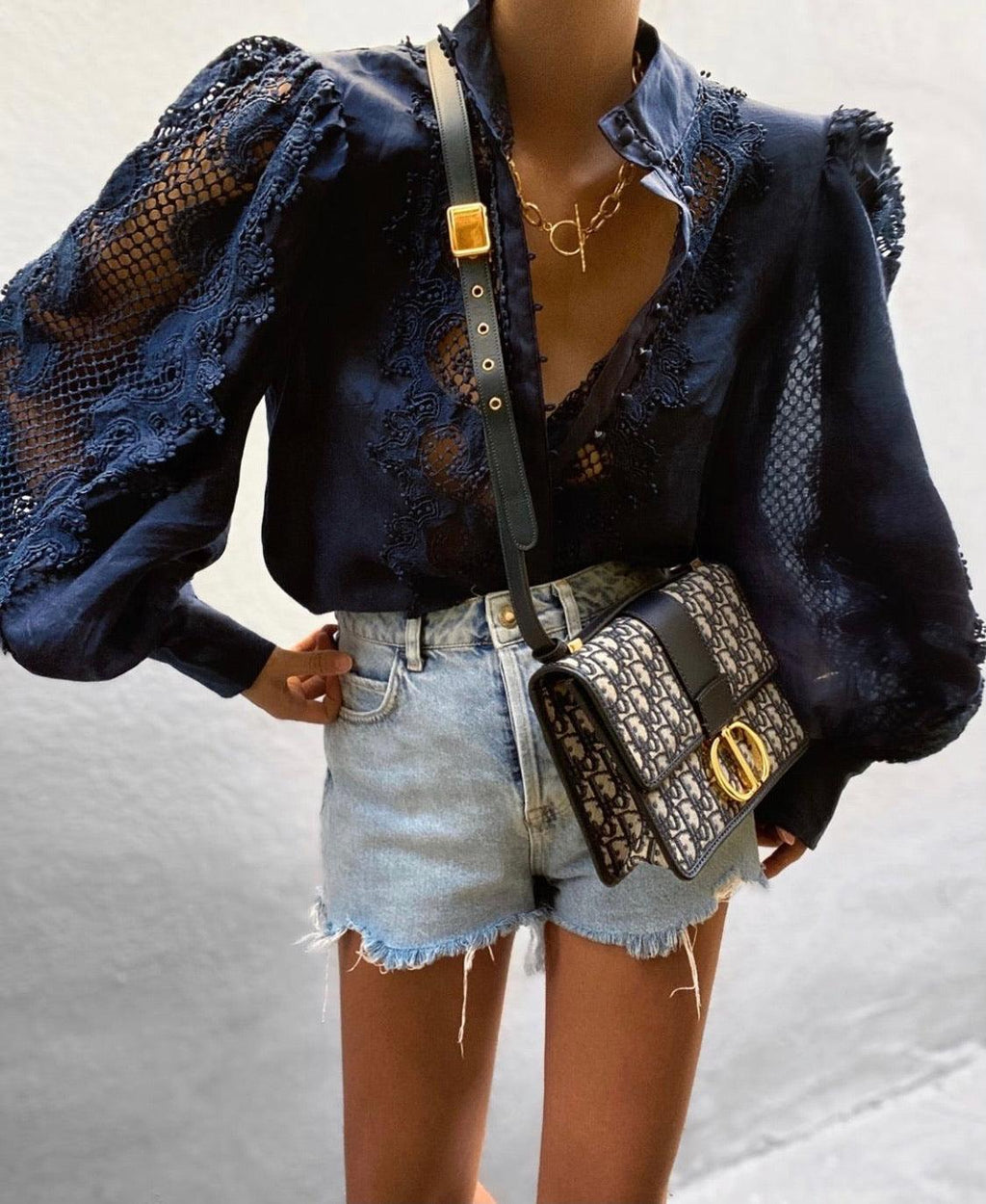 Victoriana Lace Blouse in Navy – OutDazl