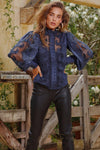 Ministry Of Style - Victoriana Lace Blouse in Navy - OutDazl