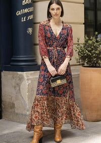 Miss June - Contrast Print Maxi Dress Alice - OutDazl