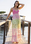 Miss June - Crochet Bust Maxi Dress Marley in Ombre Pink & Green - OutDazl