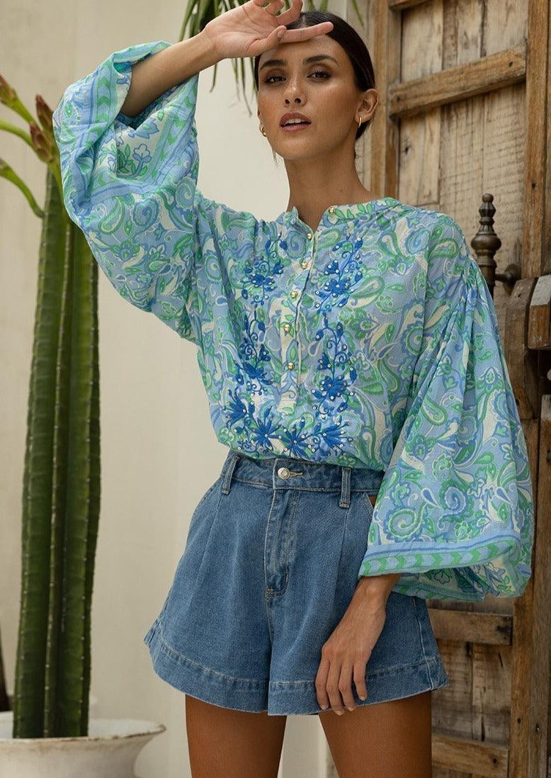 Miss June - Embroidered Blouse Joy - OutDazl
