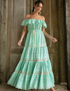 Miss June - French lace Maxi Dress Wisteria in Aqua - OutDazl
