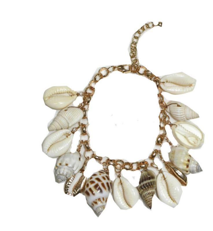 Miss June - gold chain bracelet with mixed shells - OutDazl