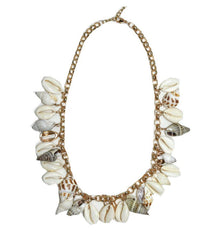 Miss June - gold chain Necklace with mixed shells - OutDazl