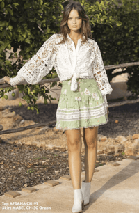Miss June - Green Print Mini Skirt Mabel - OutDazl