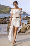 Miss June - High-Low Embroidery White Skirt Oceane - OutDazl