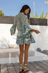 Miss June - Lurex Print Mini Dress Cordelia in Blue Print - OutDazl