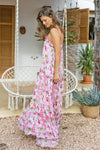 Miss June - Maxi Dress Petal in Pink Print - OutDazl