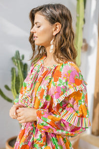 Miss June - Maxi Floral Print Dress Floralies in Neon - OutDazl