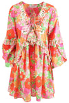 Miss June - Mini Dress Abba in Neon Floral Print - OutDazl
